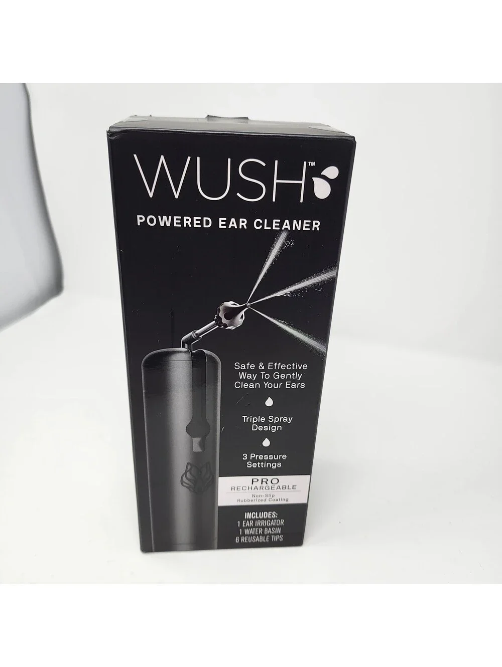 BlackWolf WUSH Pro Rechargeable Ear Cleaner Triple Jet 6 Tips NIB